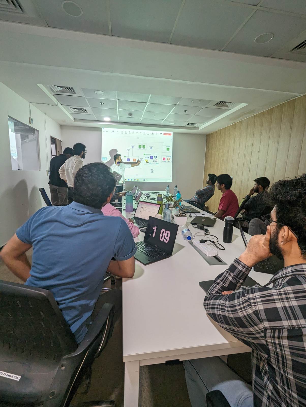 The team reviewing a programme dashboard together